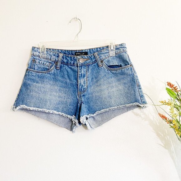 🦋 STS Blue Denim Jean Cutoff Shorts 25 - Picture 1 of 6